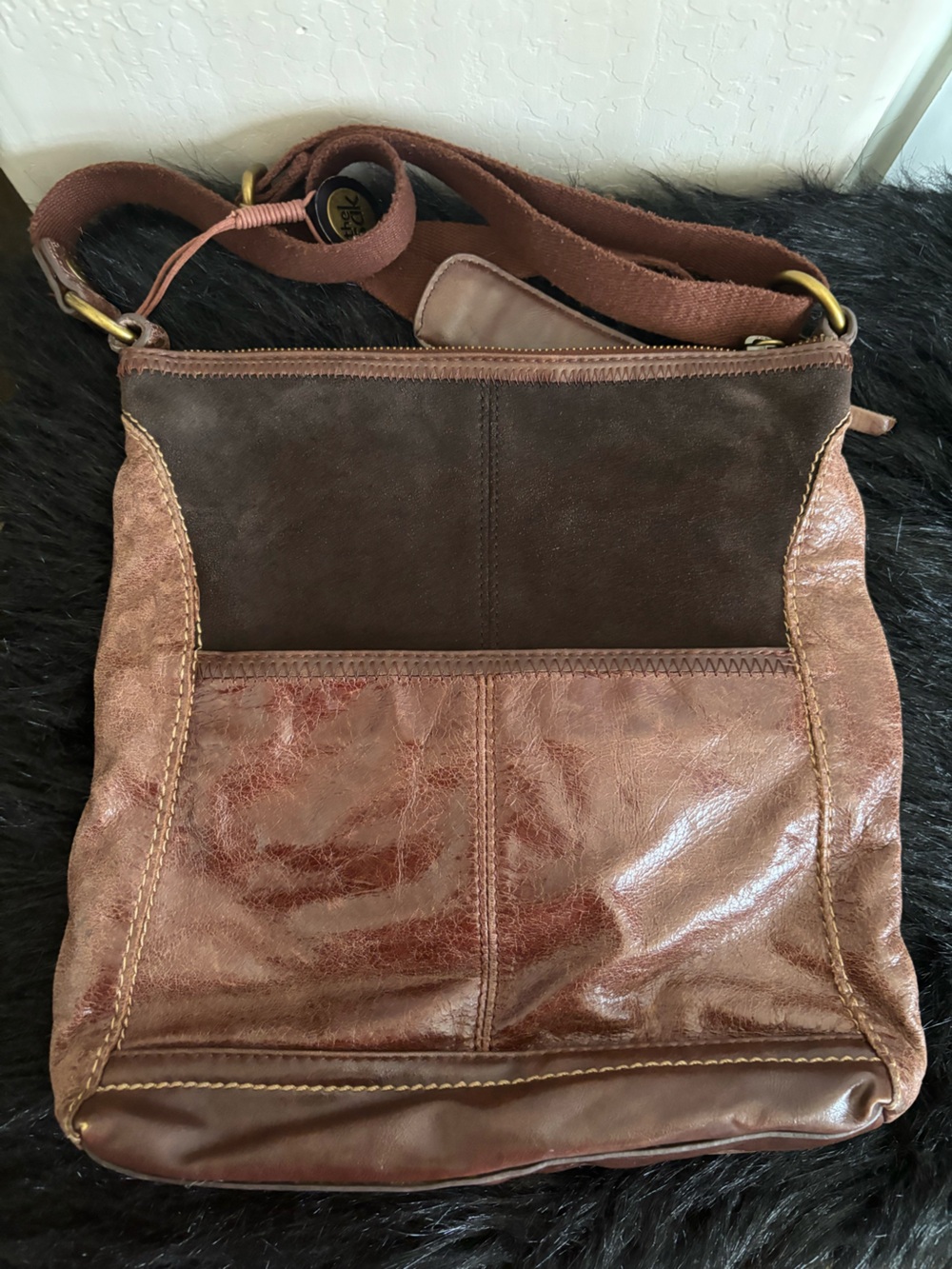 Vintage The Sak Multicolor Patchwork Leather Crossbody Bag,Brown/Tan/Teal/Red/ - Picture 3 of 6